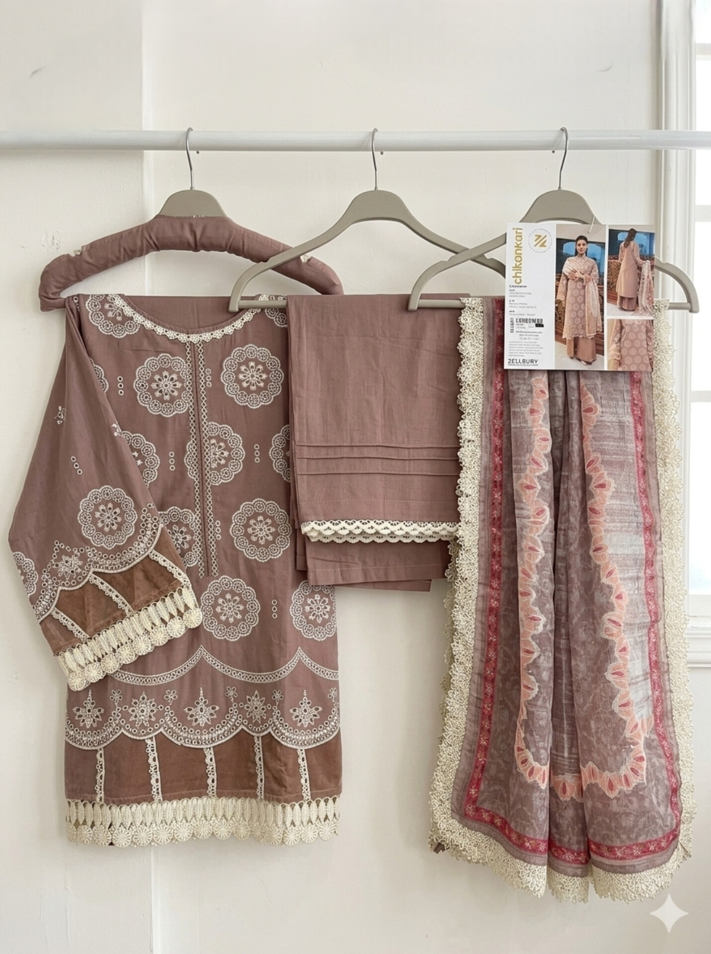 Chikankari Embroidered