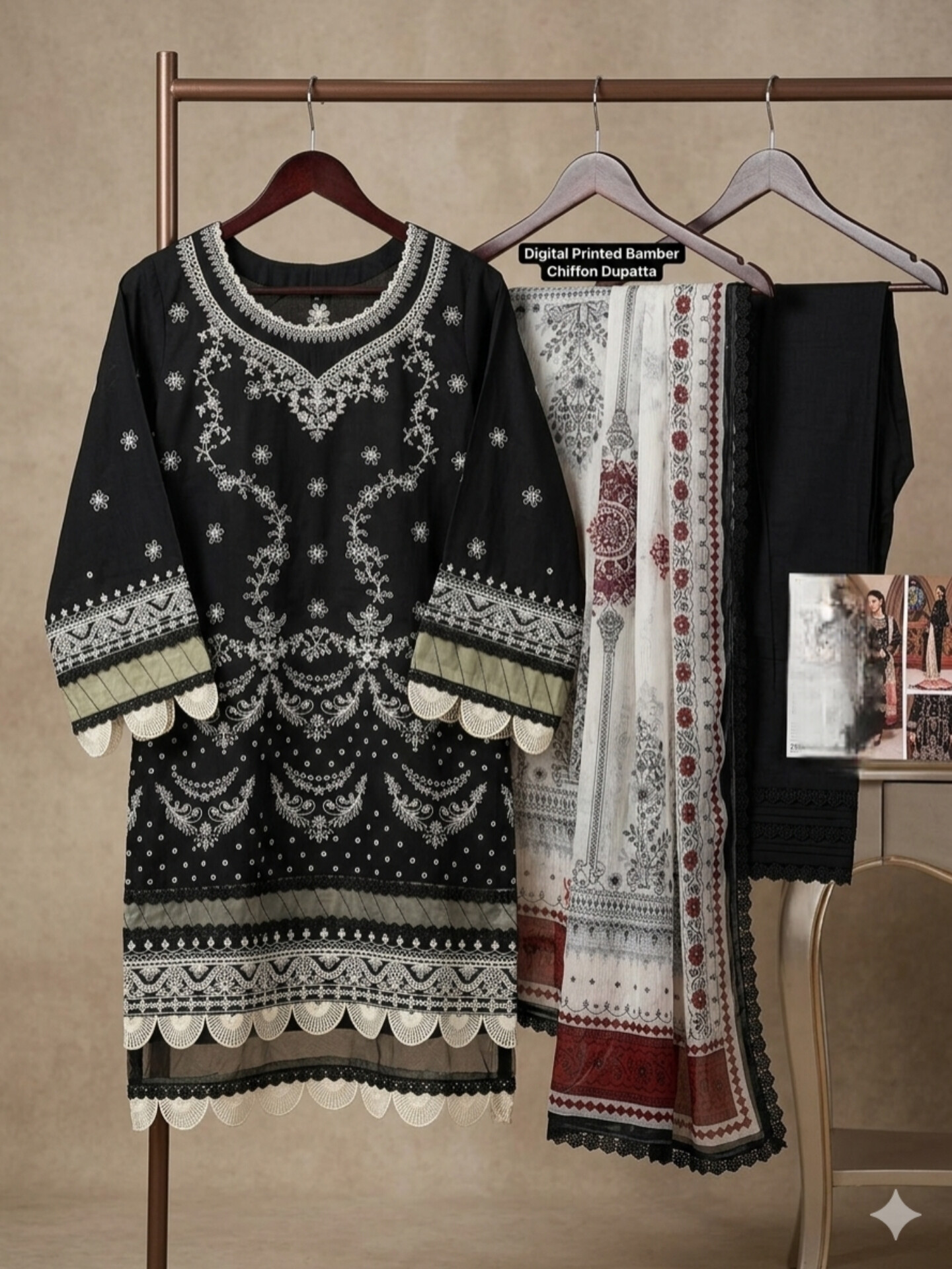 Chikankari Embroidered