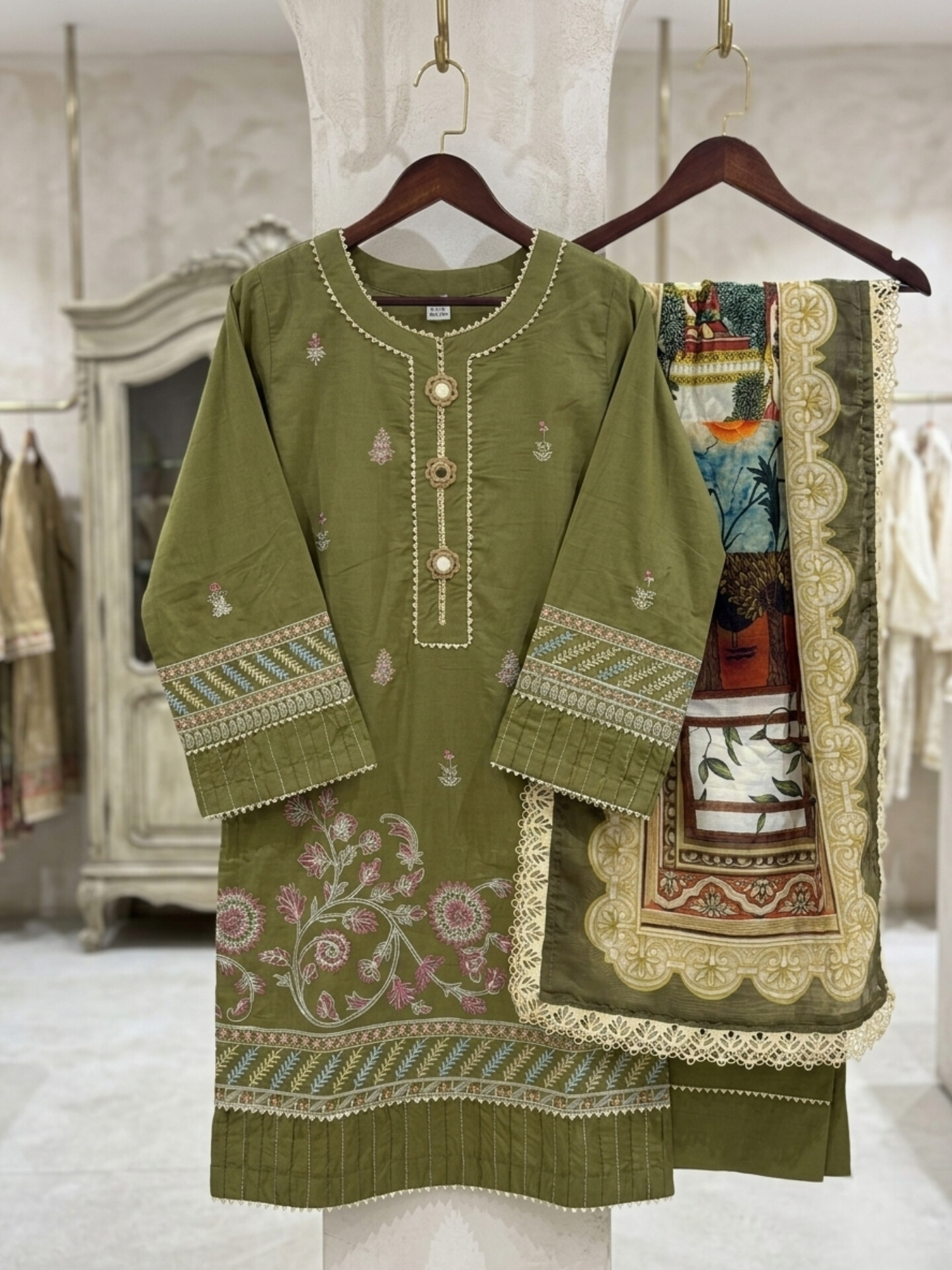 Chikankari Embroidered